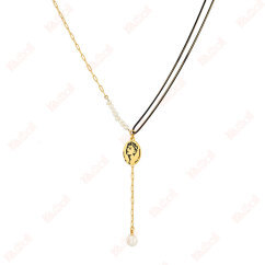 gold pendant necklace ins style portrait shape